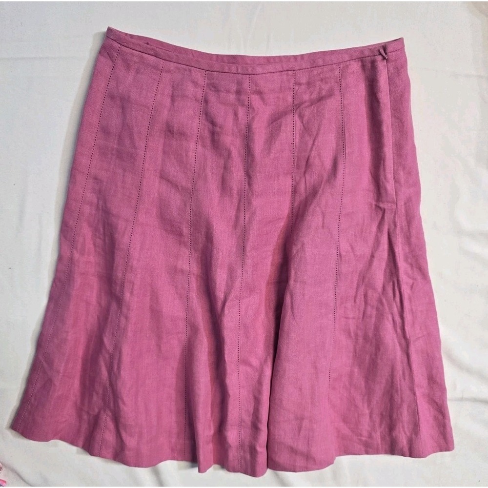 Talbots Fuchsia Women's Size 14 Linen Skirt Fit and Flare Midi Length - Picture 1 of 4